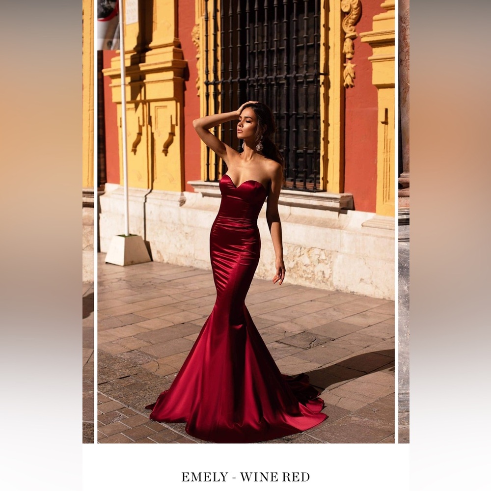 Alamour The Label- Emely Wine Red Gown
